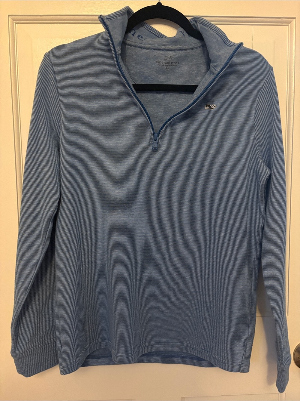 Vineyard Vines Boys XL Light Blue Striped 1/4 Zip Pullover